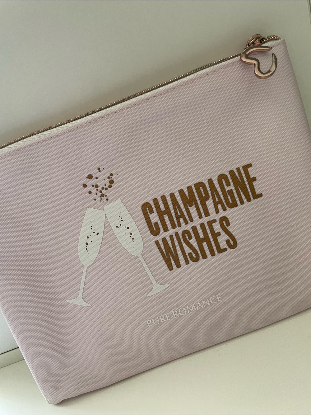 Pure Romance Champagne Wishes Pink Pouch & BeYOUtiful Black Cosmetic Bag Set - Picture 4 of 5